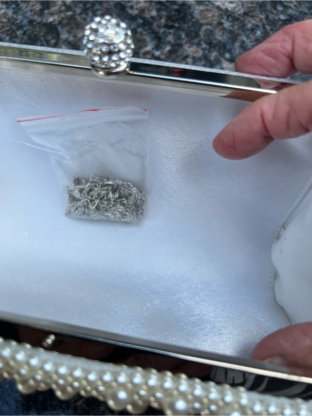 Pearl Beaded "LOVE" Clutch Wristlet - White - Picture 7 of 11